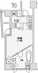 カスタリア銀座 7階ワンルームの間取り