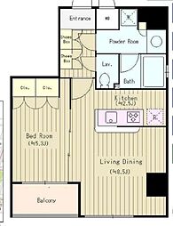 リエゾン銀座一丁目 7階1LDKの間取り