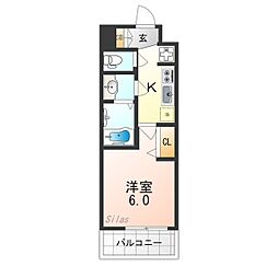 プレサンスTHEKYOTO粋都 1Kの間取図画像