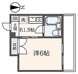 サンピアビル 1Kの間取図画像