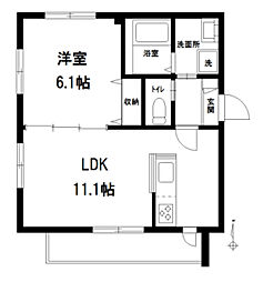 都営大江戸線 豊島園駅 徒歩8分の賃貸マンション 2階1LDKの間取り