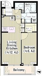 クイーンパレス品川大井 1階1LDKの間取り
