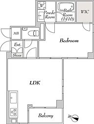 ミリアレジデンス高輪 2階1LDKの間取り