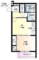 フジパレス池田天神EAST 1DKの間取図画像