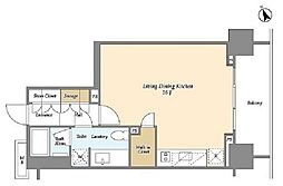 アスプライム八丁堀 12階ワンルームの間取り