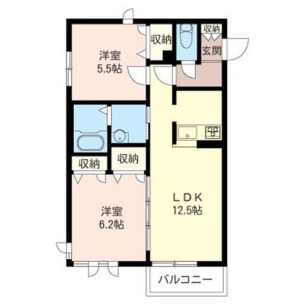 ブランエノワール　Ｂ 00202｜神奈川県川崎市高津区久地３丁目(賃貸マンション2LDK・2階・54.00㎡)の写真 その2