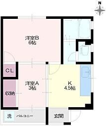 日米ビル 3階2Kの間取り