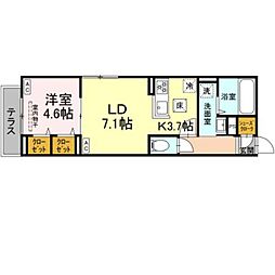 セレスティア白鳥 1階1LDKの間取り
