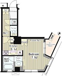 マイタワーレジデンス 16階1Kの間取り