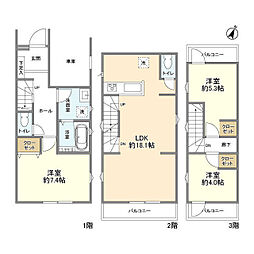 Kolet東大和#02 1階3LDKの間取り