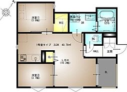 REGALEST摂津パウ 2LDKの間取図画像