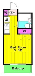 スカイコート京王多摩川 1Kの間取図画像