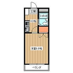 グラドゥアーレ2 3階1Kの間取り