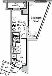 プラウドフラット仙川 1DKの間取図画像