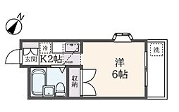 シティーハイツ堀之内 1Kの間取図画像