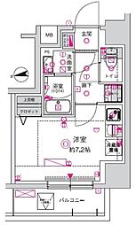 CREST TAPP川崎港町 ワンルームの間取図画像