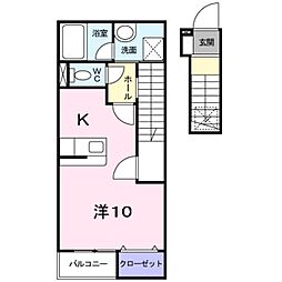 カーサアニュー 1Kの間取図画像