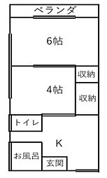 コーポラスノナカ 2Kの間取図画像