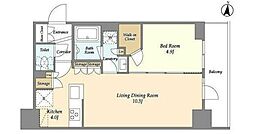 ドゥーエ亀戸 11階1LDKの間取り