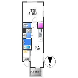 近鉄大阪線 長瀬駅 徒歩9分の賃貸アパート 3階1DKの間取り