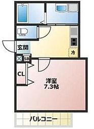 AREGRIA高速長田 1Kの間取図画像