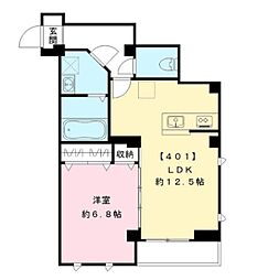 東急多摩川線 矢口渡駅 徒歩9分の賃貸マンション 4階1LDKの間取り