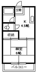 第七新鹿荘 1DKの間取図画像