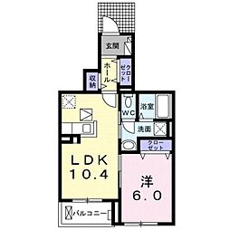 アナベル 1LDKの間取図画像
