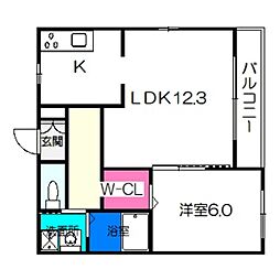 メゾンリドフェーブ 1LDKの間取図画像