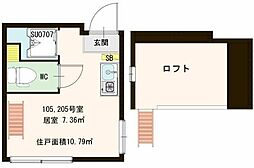 メゾン・プーラ豊島 ワンルームの間取図画像