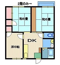 コーポラスアタゴ 2LDKの間取図画像