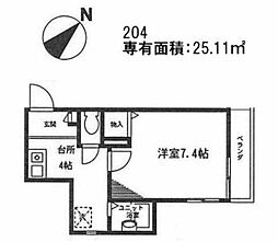 リバティーハイム 1Kの間取図画像