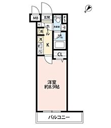 東急多摩川線 鵜の木駅 徒歩8分の賃貸マンション 4階1Kの間取り