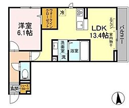 クレールモア 1LDKの間取図画像