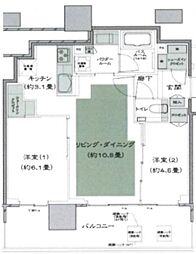 シティタワーズ板橋大山サウスタワー 12階2LDKの間取り