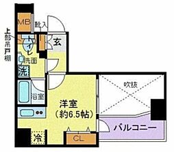 デュアレス千代田三崎町 ワンルームの間取図画像