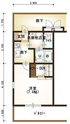 ルネスアスカ 1Kの間取図画像