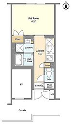 ラクラス中野南台 2階1Kの間取り