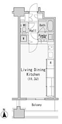 レジディア西麻布 ワンルームの間取図画像