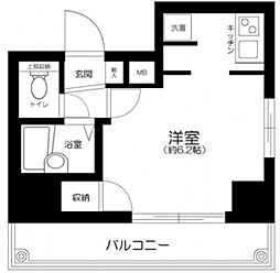 JR中央線 高円寺駅 徒歩13分の賃貸マンション 6階ワンルームの間取り