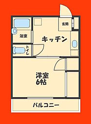 バージニアシティー 1DKの間取図画像