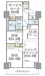 Brilliaist東雲キャナルコート 1SLDKの間取図画像