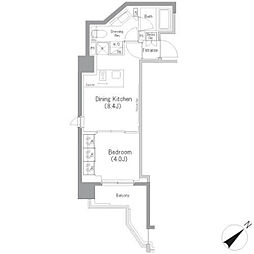 ザ・パークハビオ横浜東神奈川 1DKの間取図画像