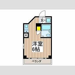 ＡＲＫ21野毛マンション 2階ワンルームの間取り