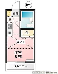 ハイムアプリコット ワンルームの間取図画像