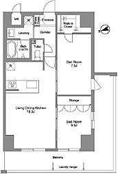 プリマステラ 12階2LDKの間取り