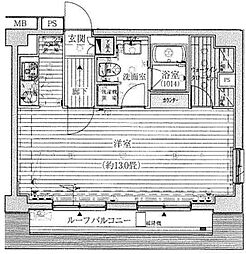 プレール・ドゥーク高輪 11階ワンルームの間取り