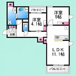 メゾン紬 2LDKの間取図画像