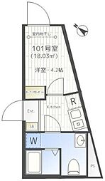 メゾンド町屋 1階1Kの間取り
