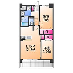 フェリスシエロ堺 2LDKの間取図画像
